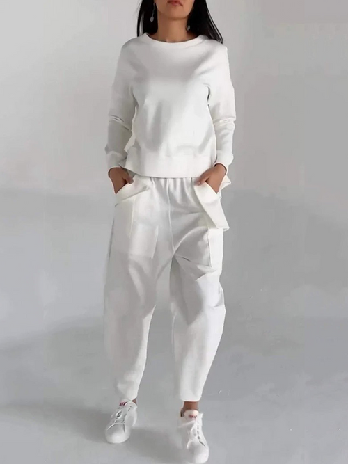 LORA - CASUAL RUNDHALS-ZWEITEILER MIT LANGARM