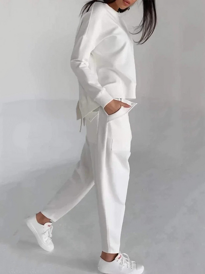 LORA - CASUAL RUNDHALS-ZWEITEILER MIT LANGARM